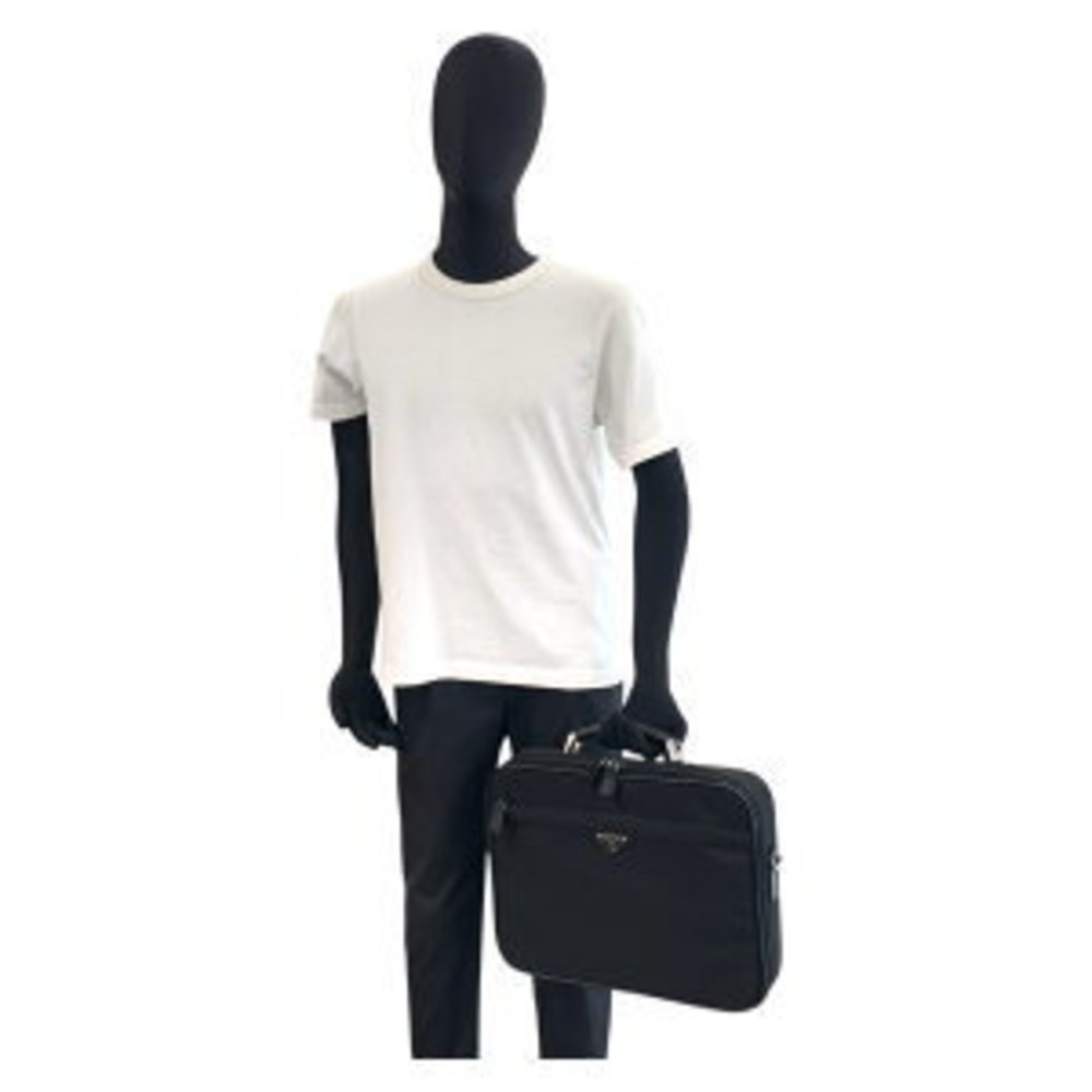 Prada Black Briefcase Triangular Bag Business Tes… - image 5